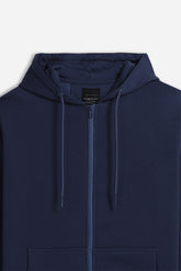 FELPA FULL ZIP CON CAPPUCCIO BASIC BLEU